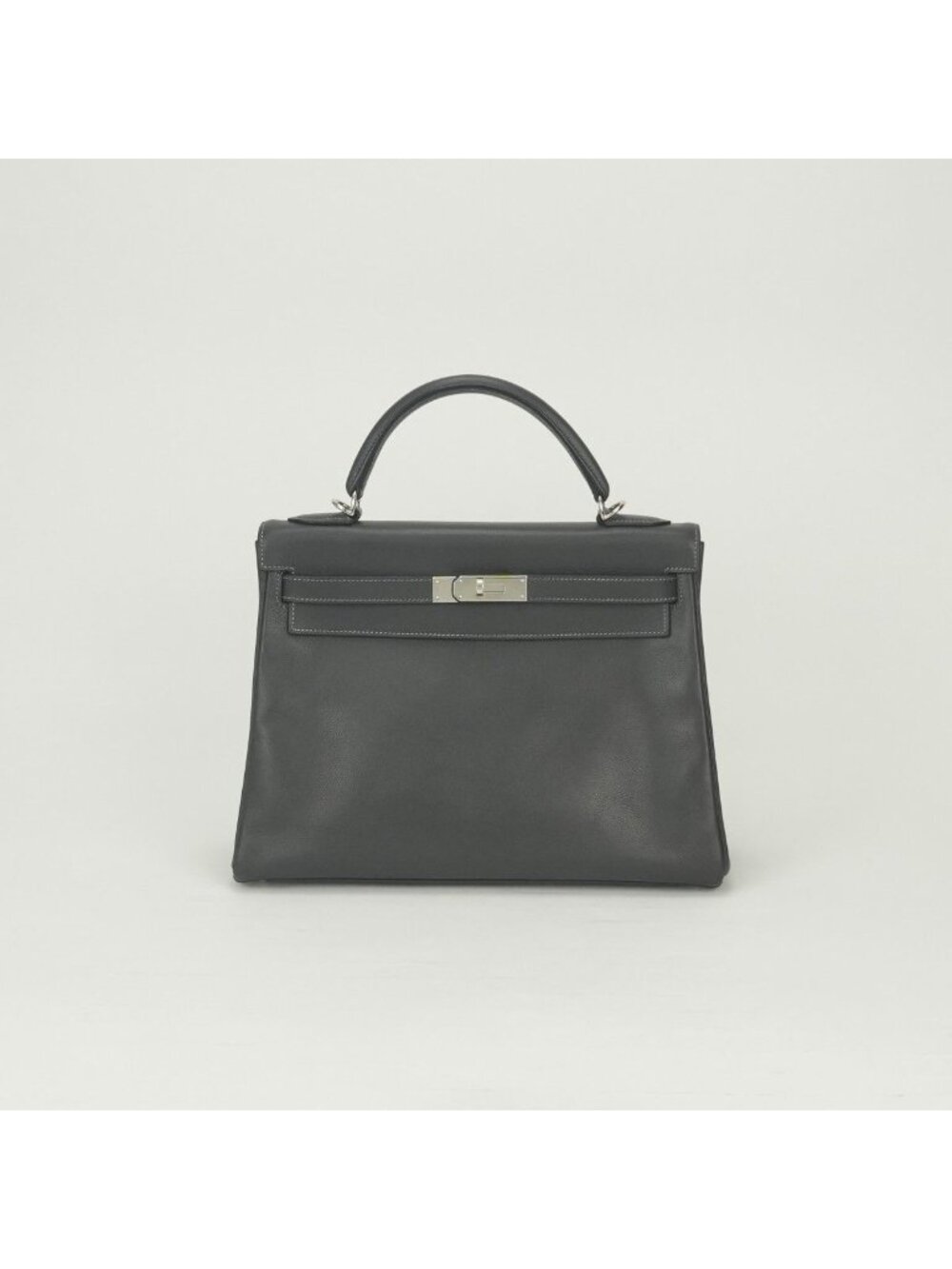 Hermes Kelly 32 Tote Shoulder Bag Epsom Ardoise Gray Silver 2-Way Veau Internal